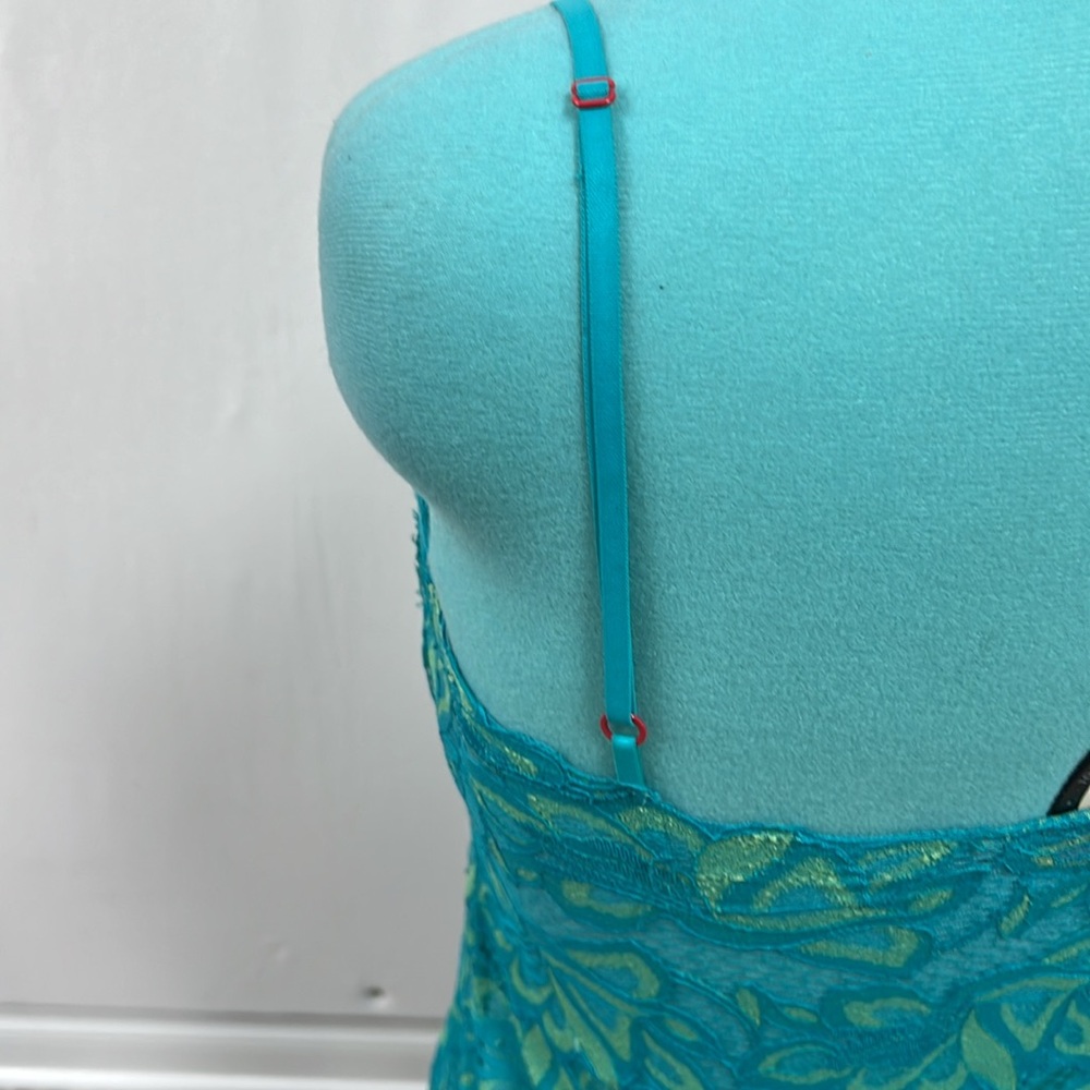 Josie by Natori Lace Blue and Green Chemise - Picture 4 of 5